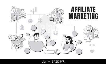 Illustrazione concettuale del banner di marketing per affiliati Illustrazione Vettoriale