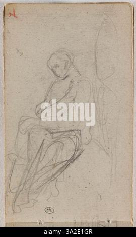 Il dipinto RF 26619, 12 di Théodore Chassériau dimostra la sua capacità di catturare la forma umana con precisione, utilizzando luce soffusa e pennellate dettagliate per evocare emozioni e realismo. Foto Stock