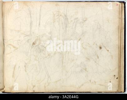 Il lavoro di Théodore Chassériau cattura il delicato equilibrio tra realismo e idealismo, mostrando la sua abilità tecnica nella ritrattistica. La sua rappresentazione dettagliata della figura riflette una profonda comprensione dell'anatomia umana e dell'intensità emotiva del soggetto. Foto Stock