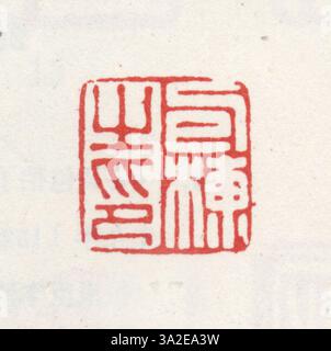 Un sigillo della dinastia Qing intagliato con caratteri cinesi semplificati, che esemplifica il lavoro dettagliato e meticoloso della produzione delle foche Qing. Sigilli come questo erano importanti per l'identificazione legale e personale durante l'era Qing. Foto Stock