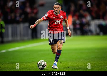 Remy CABELLA di Lille durante la UEFA Champions League, turno 16, partita di calcio di 2a tappa tra Losc Lille e Borussia Dortmund il 12 marzo 2025 allo stadio Pierre Mauroy di Villeneuve-d'Ascq vicino Lille, Francia - foto Matthieu Mirville/DPPI credito: DPPI Media/Alamy Live News Foto Stock
