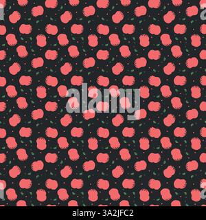 Motivo di mele senza cuciture. Colorato effetto doodle senza cuciture con mele rosse Illustrazione Vettoriale