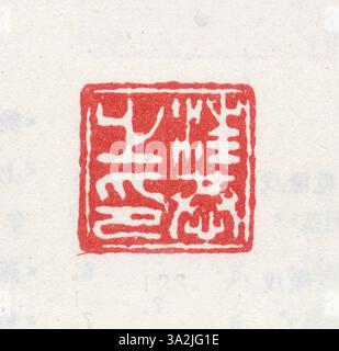 Questo sigillo della dinastia Qing, caratterizzato da caratteri cinesi semplificati, è stato utilizzato per autenticare e contrassegnare i documenti ufficiali. Foto Stock