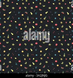 Motivo di frutta senza cuciture. sfondo con icone di frutta. Fondo di frutta Illustrazione Vettoriale