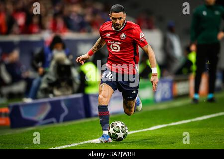 Remy CABELLA di Lille durante la UEFA Champions League, turno 16, partita di calcio di 2a tappa tra Losc Lille e Borussia Dortmund il 12 marzo 2025 allo stadio Pierre Mauroy di Villeneuve-d'Ascq vicino Lille, Francia - foto Matthieu Mirville/DPPI credito: DPPI Media/Alamy Live News Foto Stock