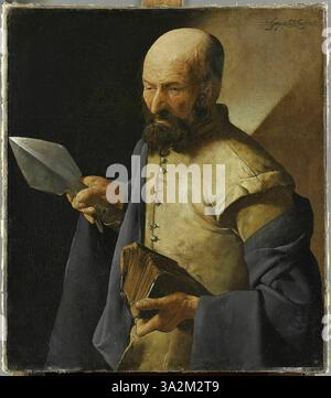 San Tommaso di Georges de la Tour, dipinto tra il 1634 e il 1638, mostra l'apostolo Tommaso che tocca le ferite di Cristo. Il dipinto cattura il momento del dubbio e della fede con l'uso di luce e ombra da parte di la Tour. Foto Stock