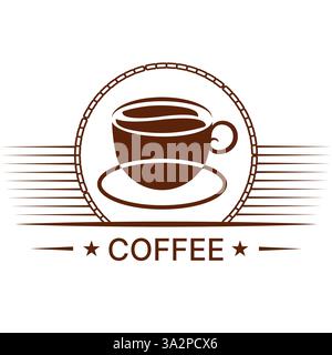 Design con logo negative Space Coffee in stile vintage retrò Illustrazione Vettoriale