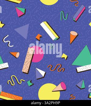 Modello ininterrotto Hipster Memphis anni '80 Illustrazione Vettoriale