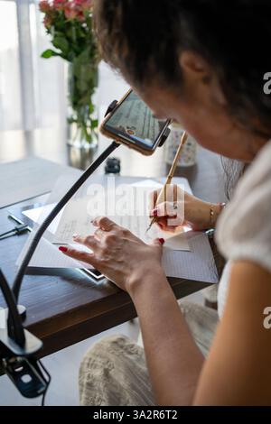 Stilografica per calligrafia Foto Stock