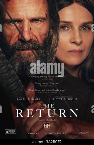 Il poster del film di ritorno Ralph Fiennes e Juliette Binoche Foto Stock