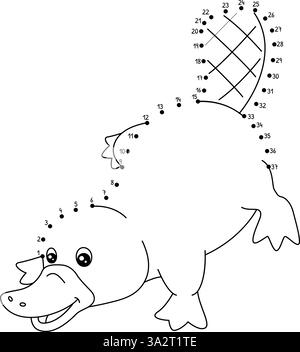 Pagina da colorare per animali isolati da DOT a Dot Platypus Illustrazione Vettoriale