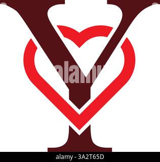 Logo Letter Y ispirato all'amore Illustrazione Vettoriale