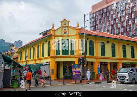 Edifici commerciali storici su Serangoon Road a Campbell Lane a Little India, quartiere di Rochor nell'area centrale di Singapore. Foto Stock