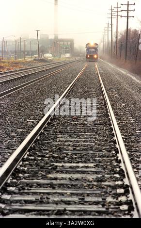 Binari ferroviari in California, USA, circa 1986 Foto Stock