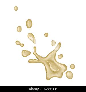 Una rappresentazione artistica di spruzzi d'olio colorati e goccioline, che lo rendono perfetto per tutti i progetti creativi. Oggetto acquerello isolato su sfondo bianco. Omeopatia, Ayurveda, medicina alternativa. Foto Stock