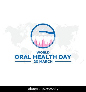Giornata Mondiale della salute orale, giornata Mondiale della salute orale si celebra il 20 marzo, giornata Mondiale della salute orale Design vettoriale, giornata Mondiale della salute orale Illustrazione Vettoriale
