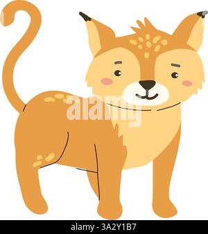Simpatici animali della foresta raffiguranti adorabili volpi animate per bambini. Illustrazione Vettoriale
