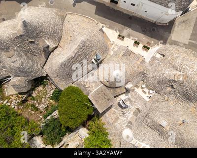Immagine aerea della storica città di Alberobello, in Italia Foto Stock