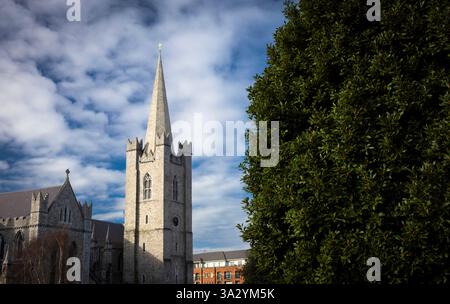 Dublino, Irlanda - 6 marzo 2025 - Cattedrale di Saint Patricks e St Patricks Park Foto Stock