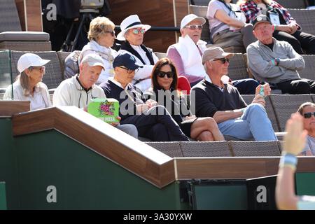 Indian Wells, California, Stati Uniti. 13 marzo 2025. Bill Gates e Melinda Gates visti al BNP Paribas Open 2025 all'Indian Wells Tennis Garden il 13 marzo 2025 a Indian Wells, California. Credito: Hoo me. COM/Media Punch/Alamy Live News Foto Stock