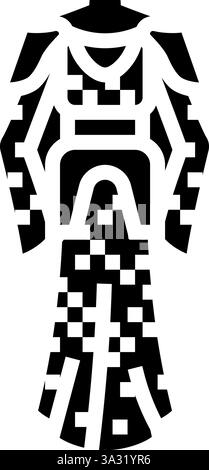 illustrazione vettoriale dell'icona del glifo del pezzo ispirato all'armatura chainmail Illustrazione Vettoriale