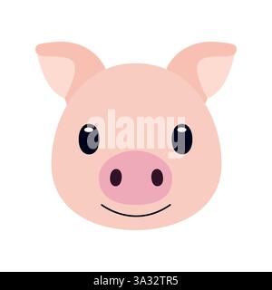 carino volto di maiale simbolo emoji simbolo simbolo simbolo simbolo testa vettoriale illustrazione Illustrazione Vettoriale