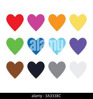 variazioni di colore del cuore simbolo emoji simbolo simbolo simbolo simbolo illustrazione vettoriale Illustrazione Vettoriale