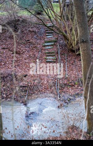 Old Stone Steps che porta da Riverbank Foto Stock