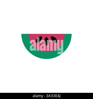 illustrazione vettoriale dell'icona del simbolo dell'emoji dell'anguria Illustrazione Vettoriale