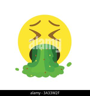 immagine vettoriale dell'icona del simbolo emoji del viso con vomito Illustrazione Vettoriale