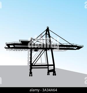 gru container silhouette. gru a cavalletto per navi. illustrazione vettoriale Illustrazione Vettoriale