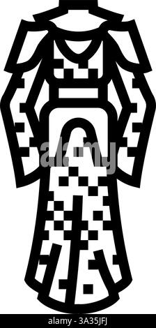 illustrazione vettoriale dell'icona della linea del pezzo ispirata all'armatura chainmail Illustrazione Vettoriale