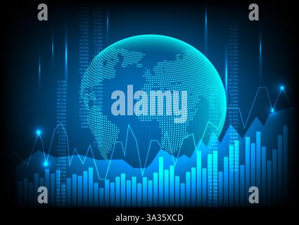 Mercato azionario o forex trading grafico e candelabro grafico adatto per gli investimenti finanziari concetto. Economia sullo sfondo delle tendenze per l'idea di business e di un Illustrazione Vettoriale