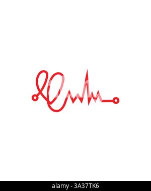 Love Heart shape Medical logo con Pulse, Love Medical logo, Doctor or Clinic logo icona, Vector illustrazione Illustrazione Vettoriale