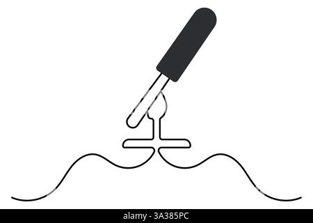 Disegno continuo di una linea del microfono semplice illustrazione vettoriale Illustrazione Vettoriale
