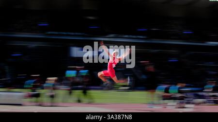 28 luglio 2014 - Glasgow, Scozia, Regno Unito - David Guest (WAL) partecipa al Men's Long Jump - Decathlon maschile ad Hampden Park durante i XX Giochi del Commonwealth a Glasgow, Scozia (Credit Image: © Theo Karanikos/ZUMA Wire) Foto Stock