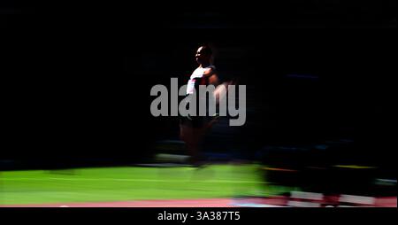 28 luglio 2014 - Glasgow, Scozia, Regno Unito - JDamian Warner (CAN) gareggia nel Men's Long Jump - Decathlon maschile ad Hampden Park durante i XX Giochi del Commonwealth a Glasgow, Scozia (Credit Image: © Theo Karanikos/ZUMA Wire) Foto Stock