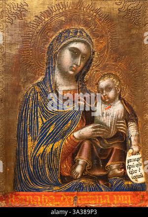 Barnaba da Modena dipinto "Vergine con bambino" c.1365-70. Dipinti rinascimentali italiani del XIV secolo, anni '1300, tempura all'uovo e foglia d'oro su legno Foto Stock