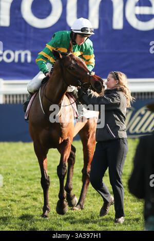 Cheltenham, Regno Unito. 14 marzo 2025. Inothewayurthinkin (J) Mark Walsh (T) Gavin Cromwell vince la Boodles Cheltenham Gold Cup durante il Cheltenham Festival 2025 all'ippodromo di Cheltenham, Cheltenham, Regno Unito, il 14 marzo 2025. Foto di Ken Sparks. Solo per uso editoriale, licenza richiesta per uso commerciale. Non utilizzare in scommesse, giochi o pubblicazioni di singoli club/campionato/giocatori. Crediti: UK Sports Pics Ltd/Alamy Live News Foto Stock