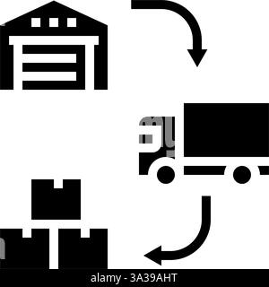 illustrazione vettoriale dell'icona glifo del settore della supply chain avanzata Illustrazione Vettoriale