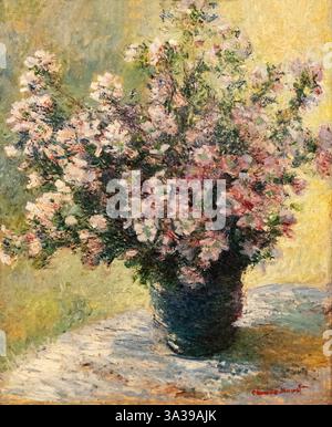 Claude Monet pittura - Monet vaso di fiori, iniziato 1881. Monet - natura morta. Pittura di natura morta impressionista francese del XIX secolo. Foto Stock