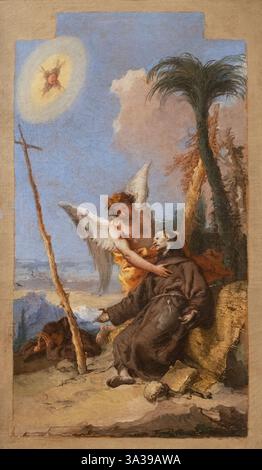 Giovanni Battista Tiepolo, Tiepolo la stigmatisazione di San Francesco, 1767, alias. Giambattista Tiepolo, stile rococò italiano del XVIII secolo Foto Stock