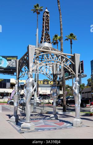 Hollywood, Four Ladies of Hollywood, iconica scultura presso l'incrocio di Hollywood Boulevard e la Brea Avenue Foto Stock