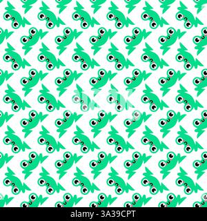 Simpatico motivo rana senza cuciture. Storia di Froglet. Ornamento di tessuto per bambini Illustrazione Vettoriale