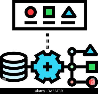 illustrazione vettoriale dell'icona a colori della macchina di apprendimento supervisionata Illustrazione Vettoriale