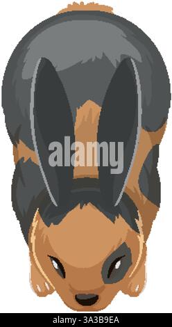 Illustrazione di un coniglio da una prospettiva dall'alto verso il basso Illustrazione Vettoriale