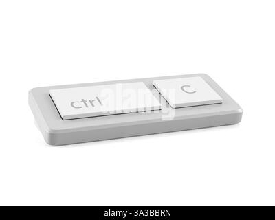Tastiera Mini ctrl C su sfondo bianco. illustrazione 3d. Foto Stock