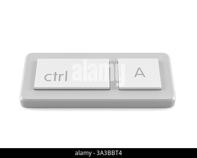 Mini tastiera ctrl A su sfondo bianco. illustrazione 3d. Foto Stock