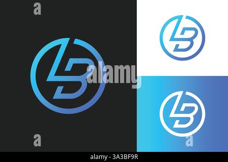 Monogramma moderno con logo LB identità iniziale del marchio alla forma lineare del cerchio Illustrazione Vettoriale