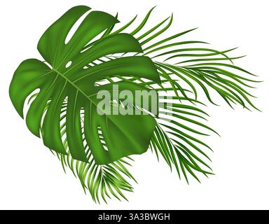 Lussureggiante vegetazione tropicale. Per inviti, poster, contenuti sui social media con tema estivo e di viaggio. Illustrazione vettoriale Illustrazione Vettoriale